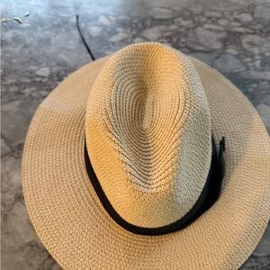 Stylish Cream Fedora Hat with Black Band- packable